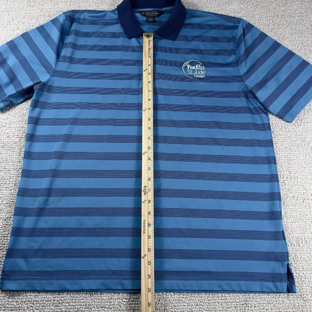 Brooks Brothers FedEx St. Jude Classic Striped Polo Shirt Blue Men’s Size XL - Picture 5 of 8
